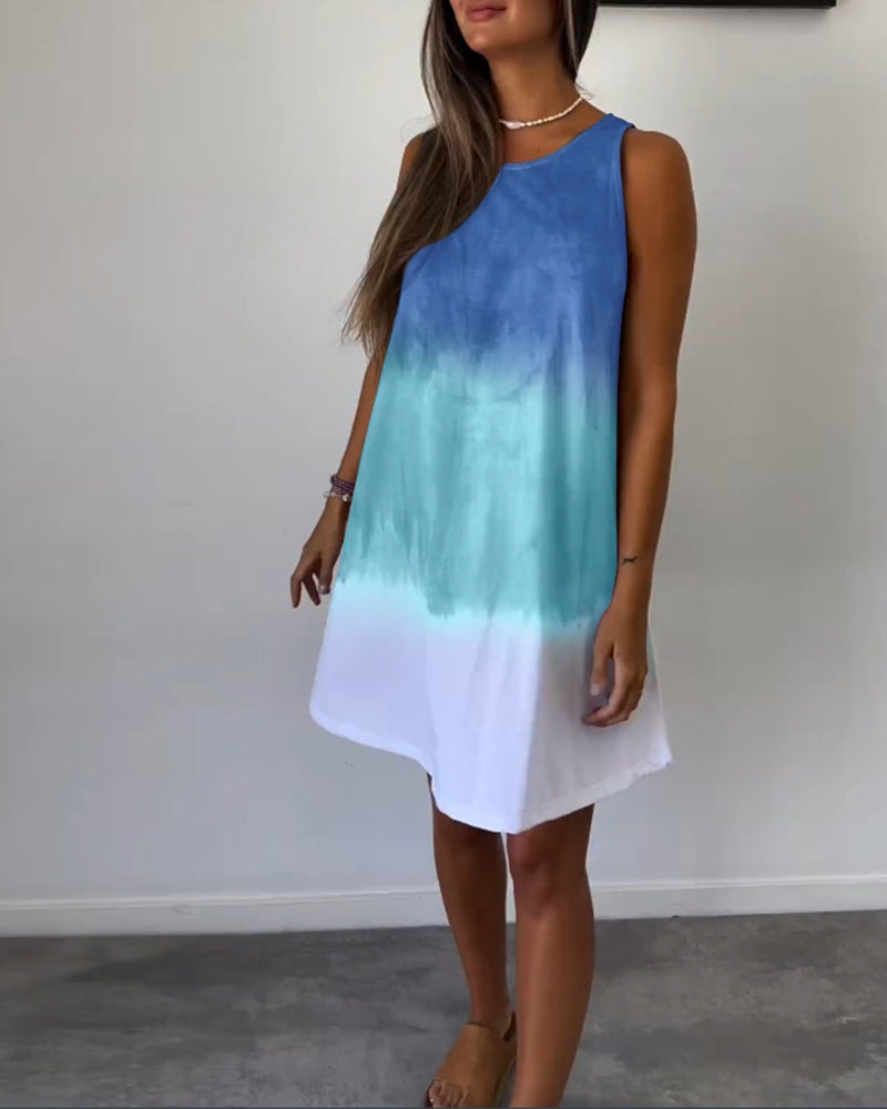 Sleeveless Color Block Casual Dress