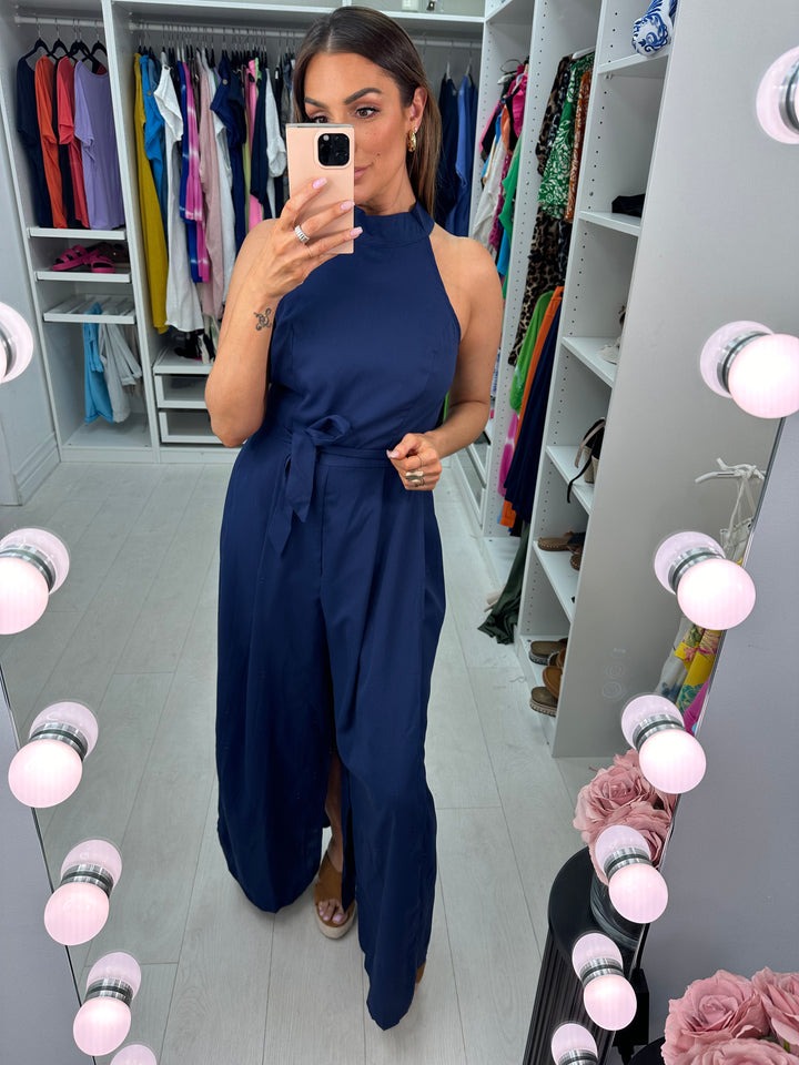 Stunning Halter Sleeveless Wide Leg Jumpsuit