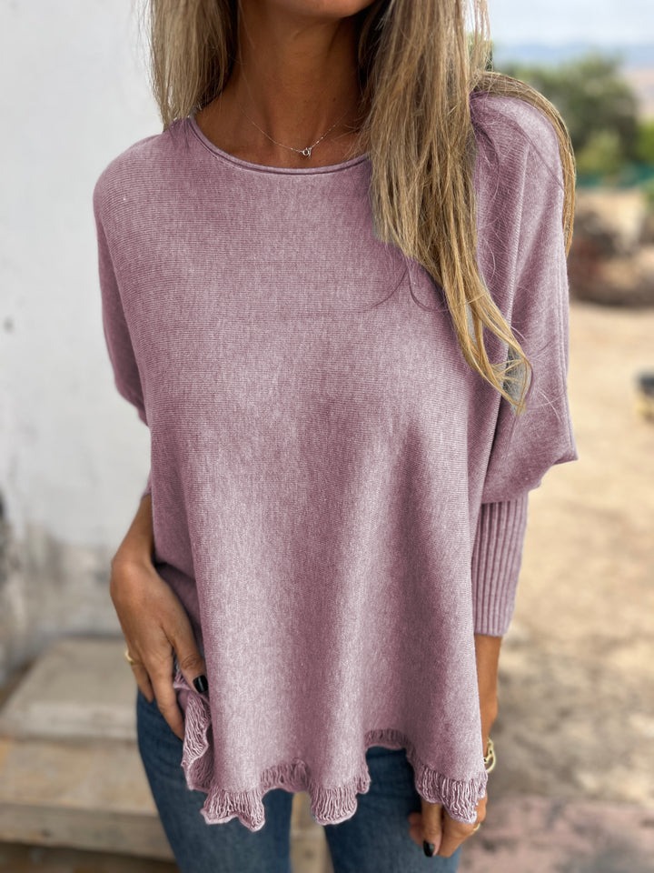 Loose Raw Edge Knitted Sweater