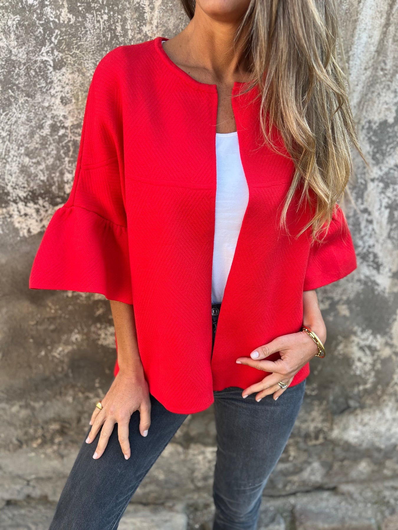 Casual Round Neck Half-Sleeve Cardigan