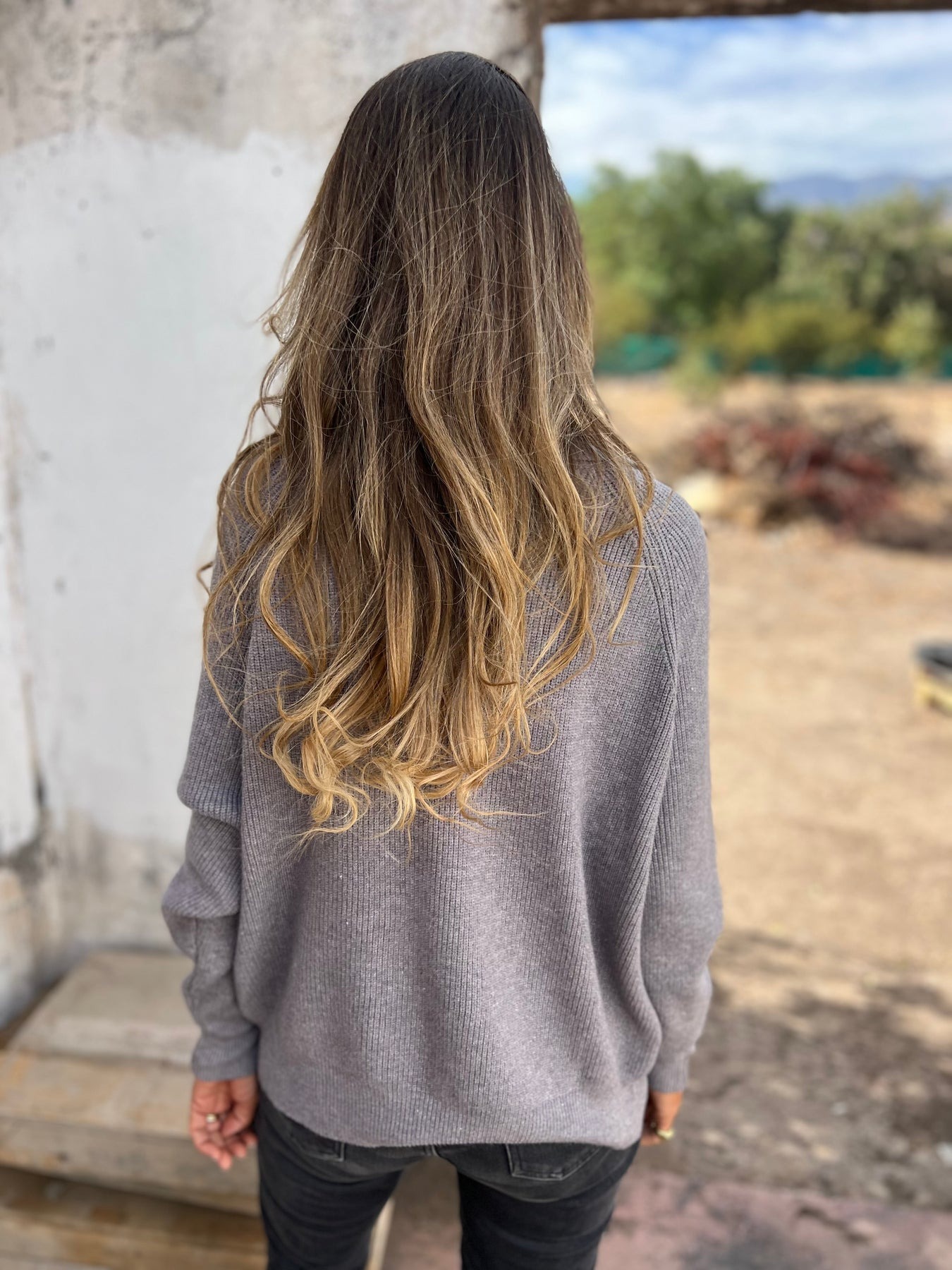 V-neck Long-sleeved Knitted Casual Top