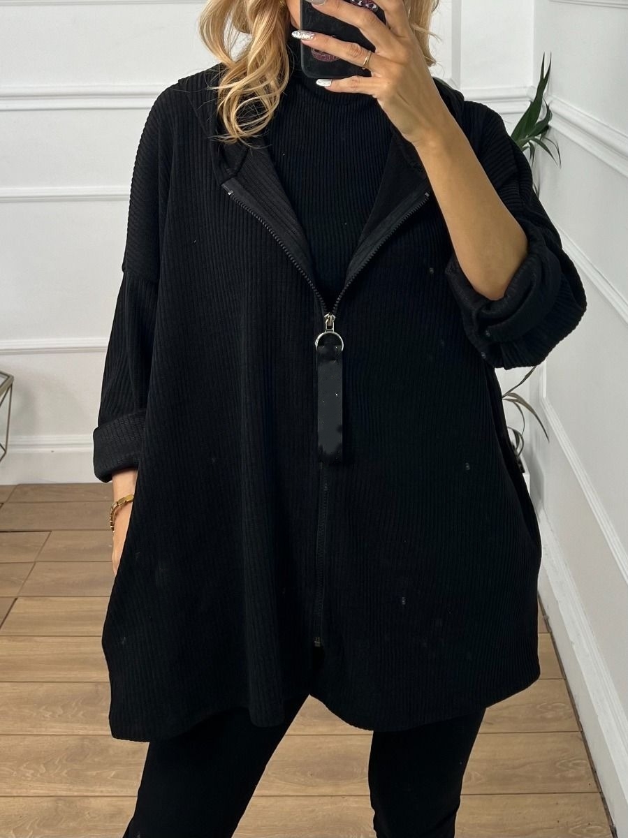 Casual Solid Color Zipper Hooded Coat