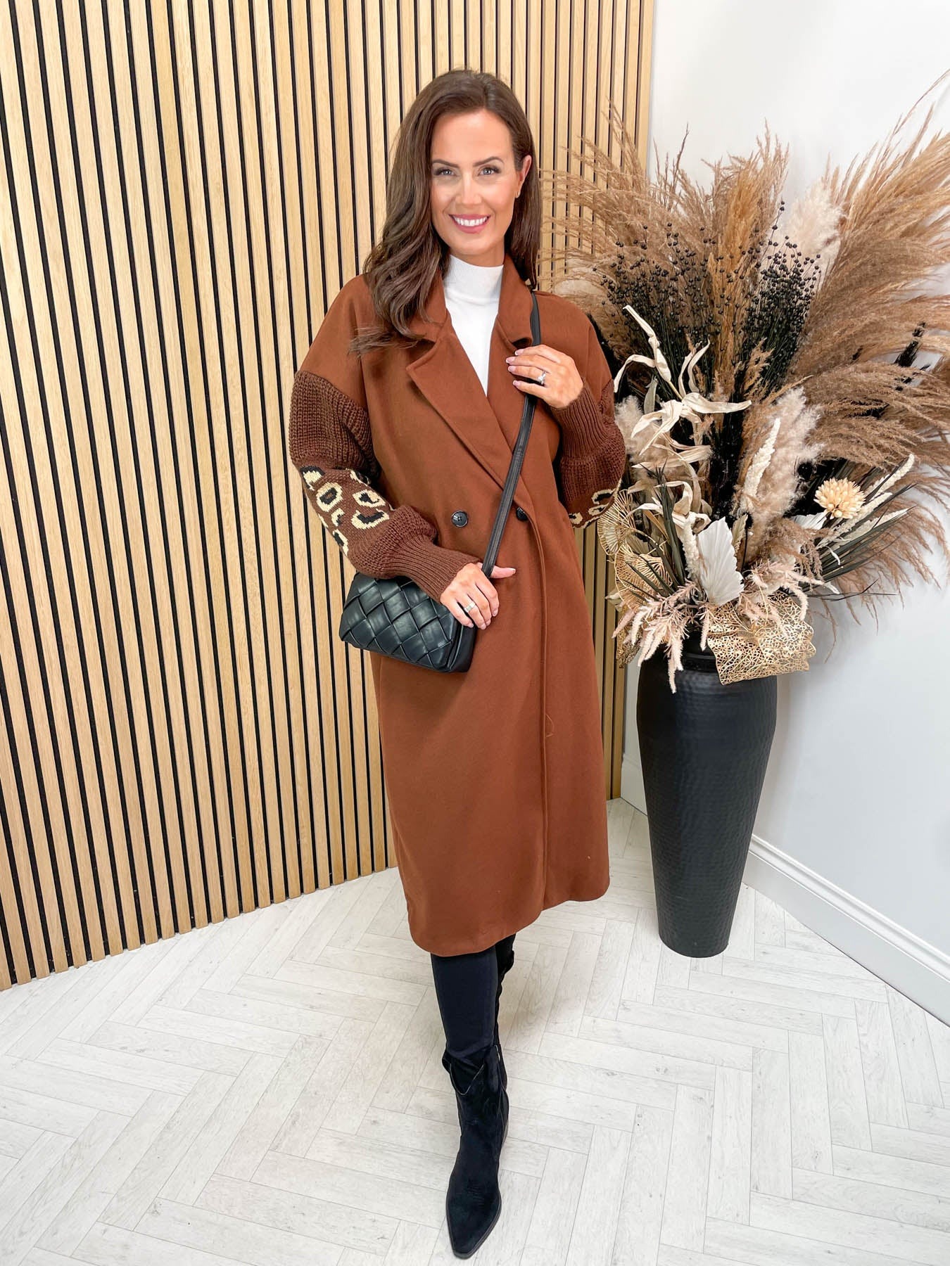 Knitted Patchwork Sleeve Coat
