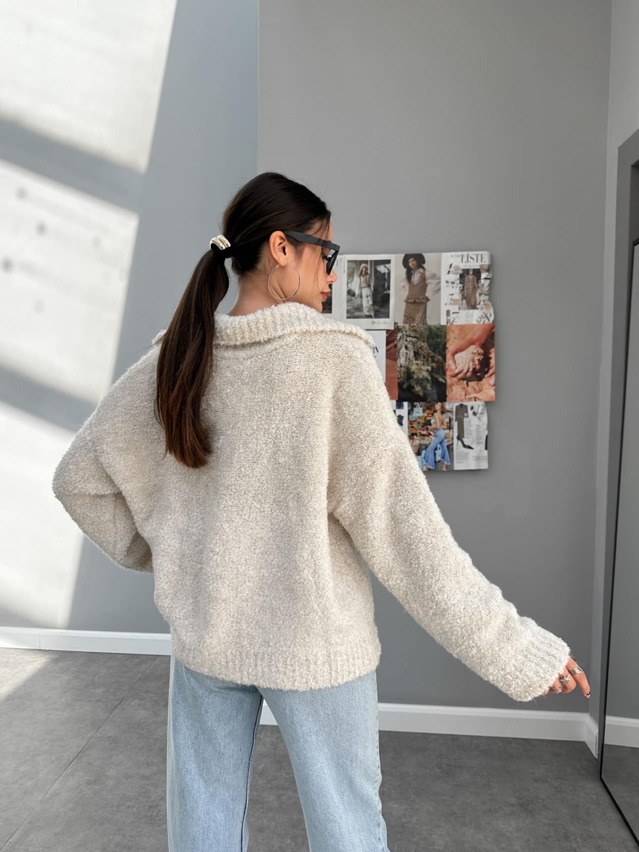 V Neck Loose Collar Sweater