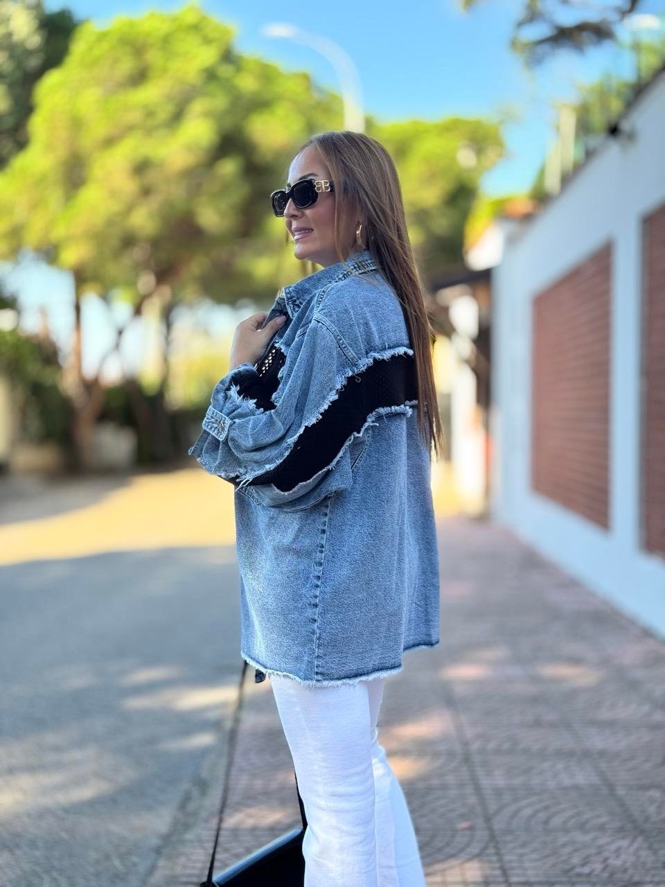 Patchwork Lapel Jean Jacket