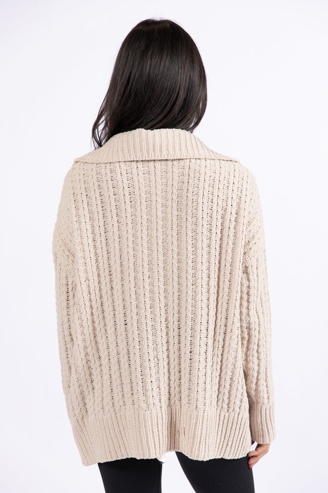 Knitted Collar Half Zipper Sweater