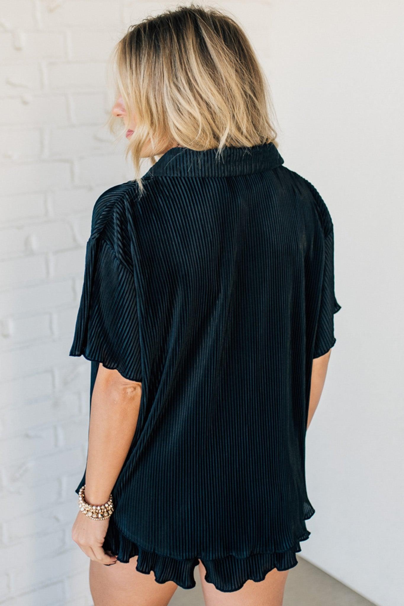 Pleated Shirt And Shorts Set