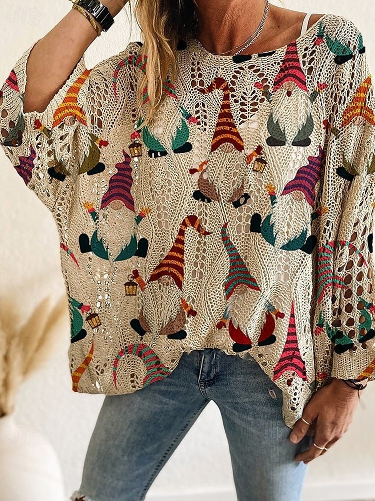 Women's Christmas print knit sweater