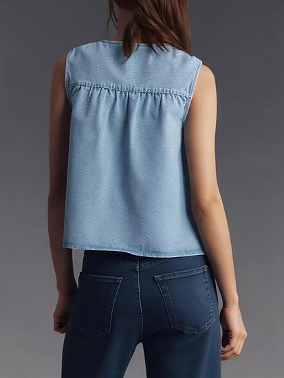 Denim Tank Sleeveless Shirts Loose Tops