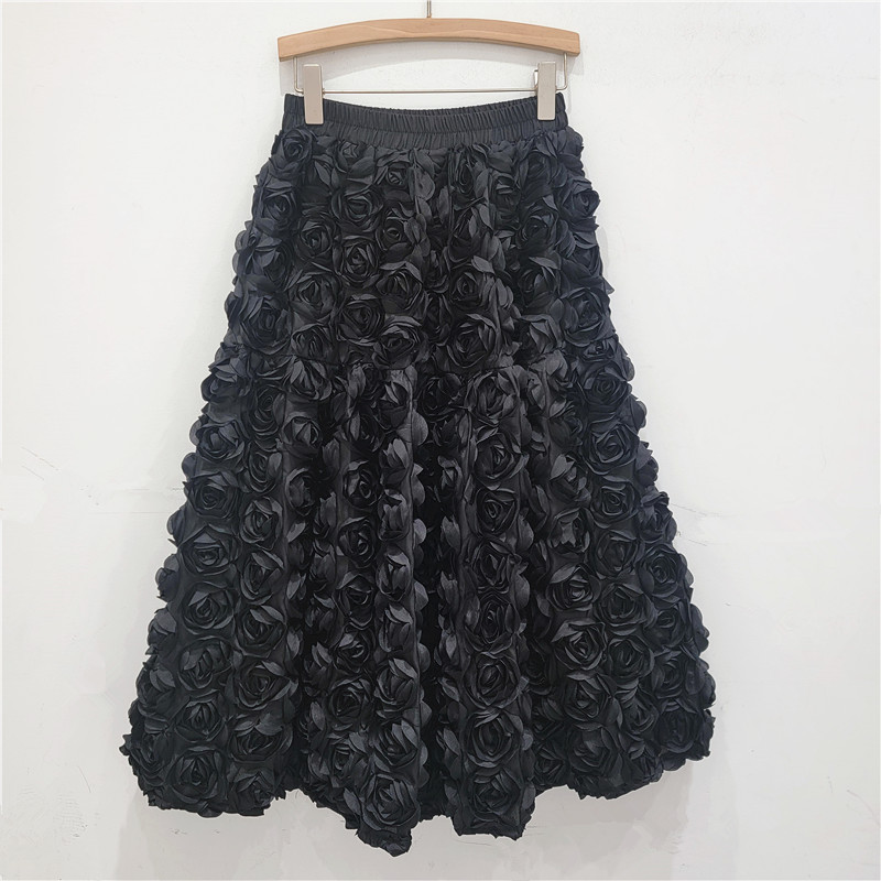 High Waist 3D Floral Skirt