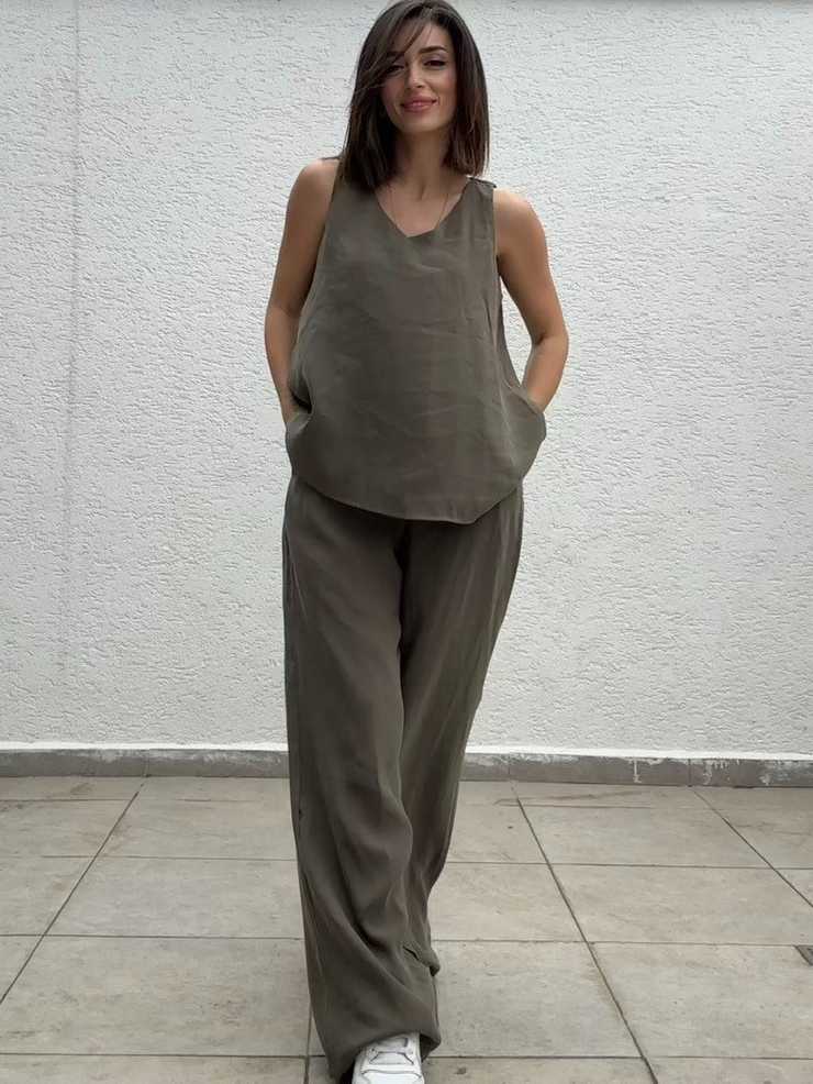 Flowy Sleeveless Top and Wide-Leg Pants Set