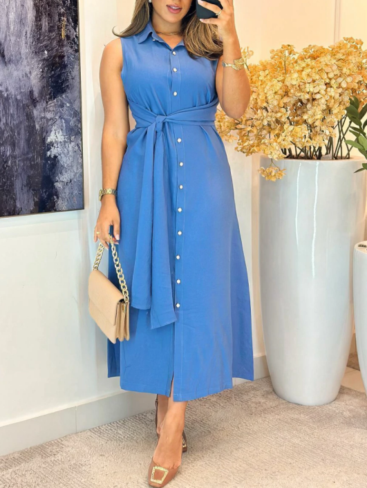 Twist-knot shirt sleeveless dress
