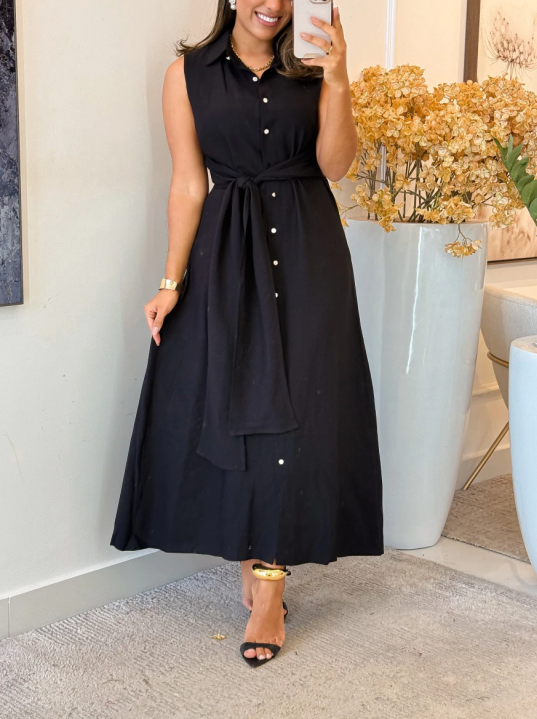 Twist-knot shirt sleeveless dress