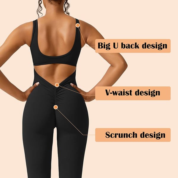 Sexy Backless Bodycon Scrunch Butt Yoga Rompers Seamless Playsuit