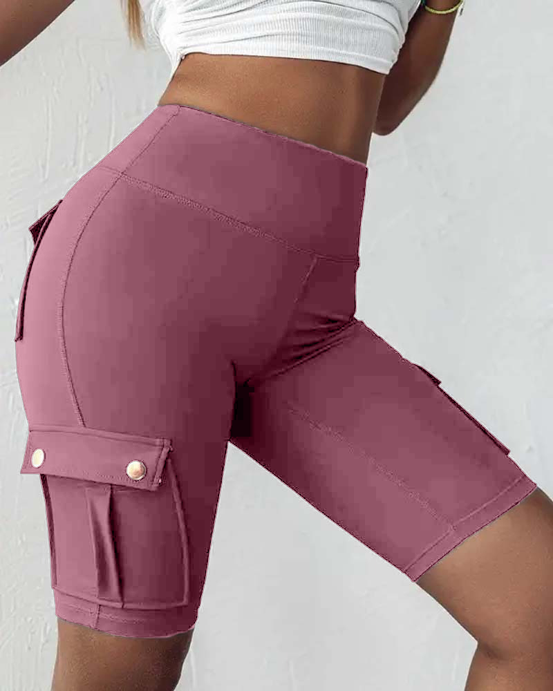 High-Waisted Cargo Pocket Shorts