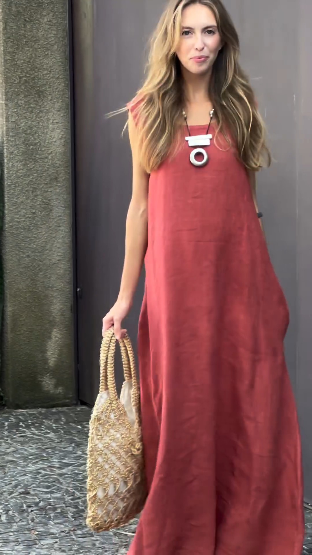 Solid Linen Maxi Dress