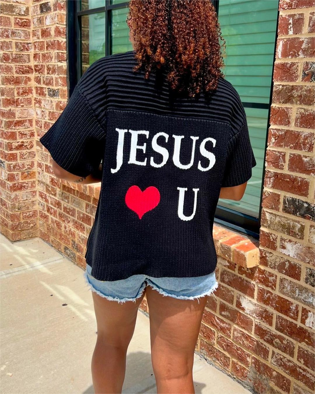 "I Love JESUS" Unisex Knitted Sweater