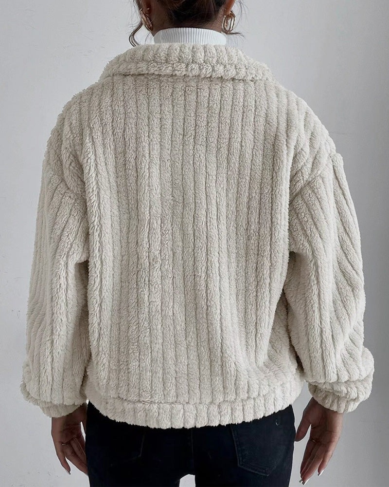 Casual Solid Color Lapel Button Long Sleeve Thickened Coat