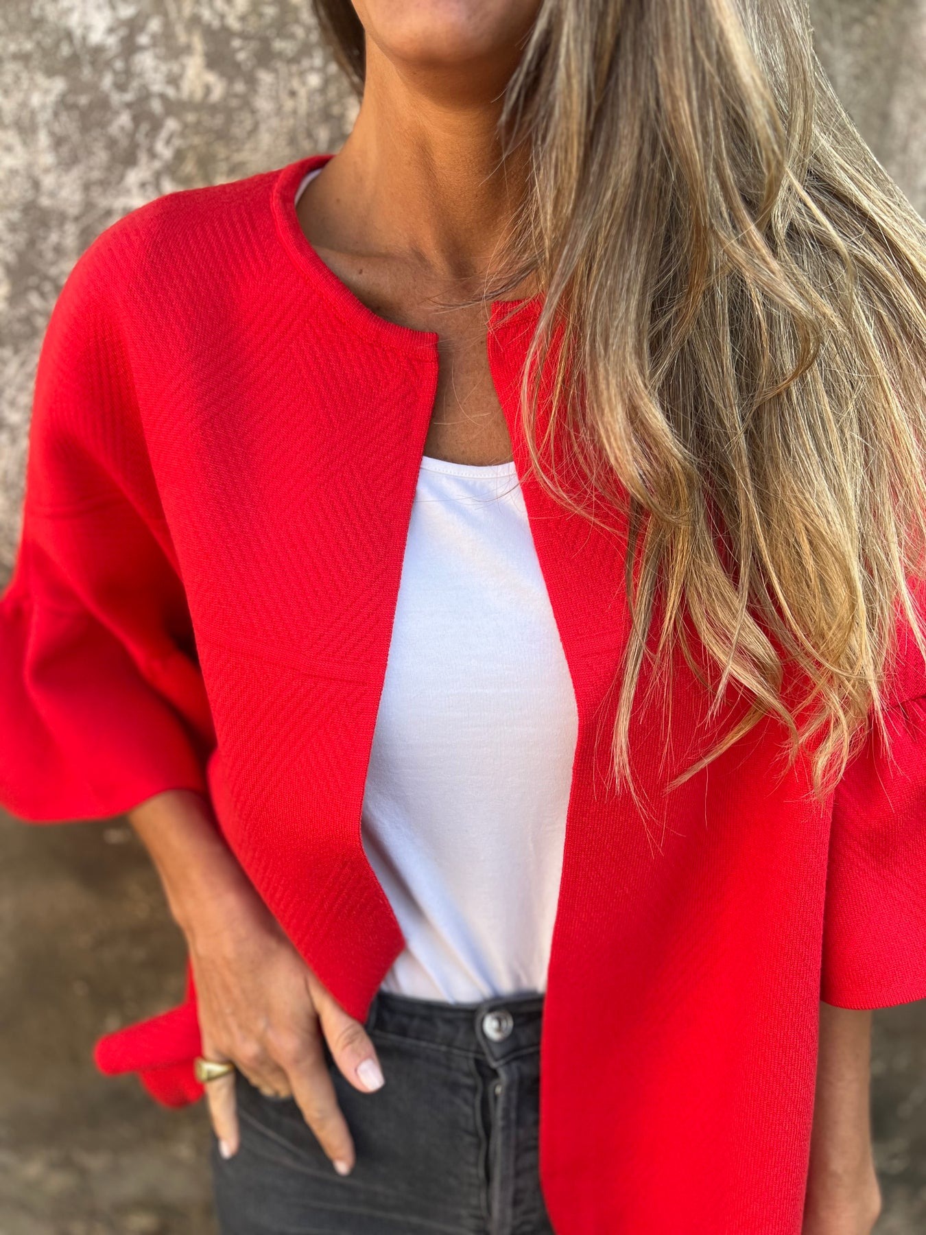 Casual Round Neck Half-Sleeve Cardigan