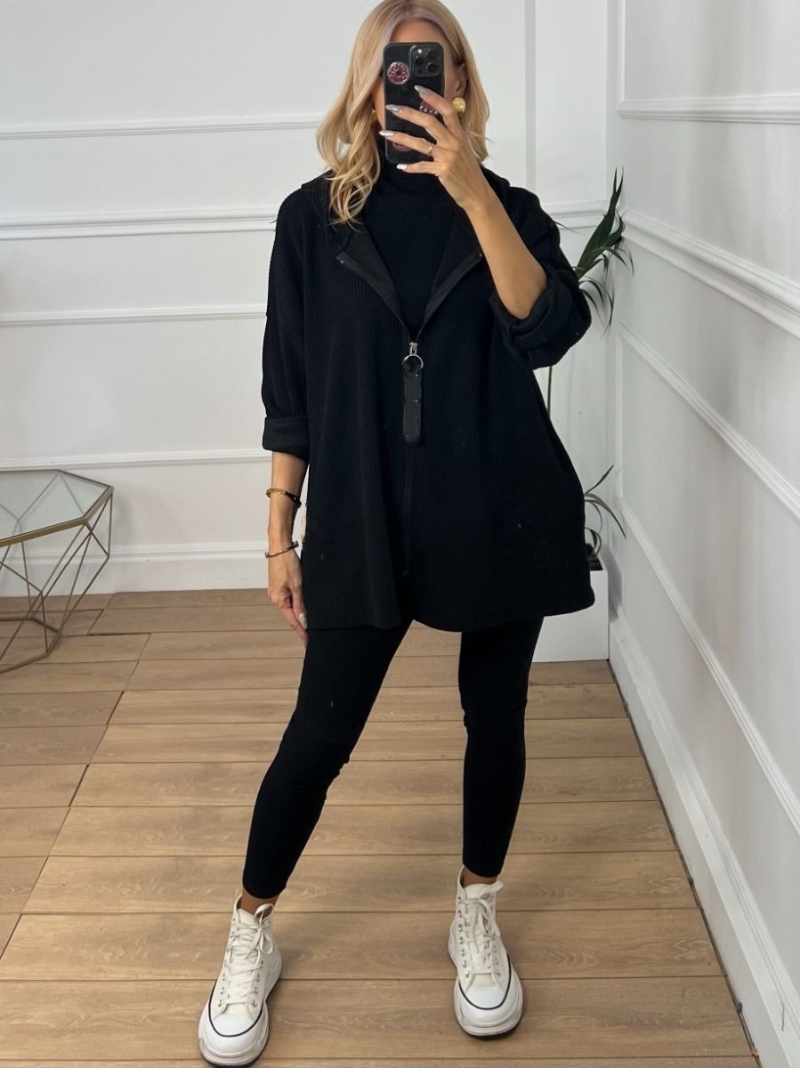Casual Solid Color Zipper Hooded Coat