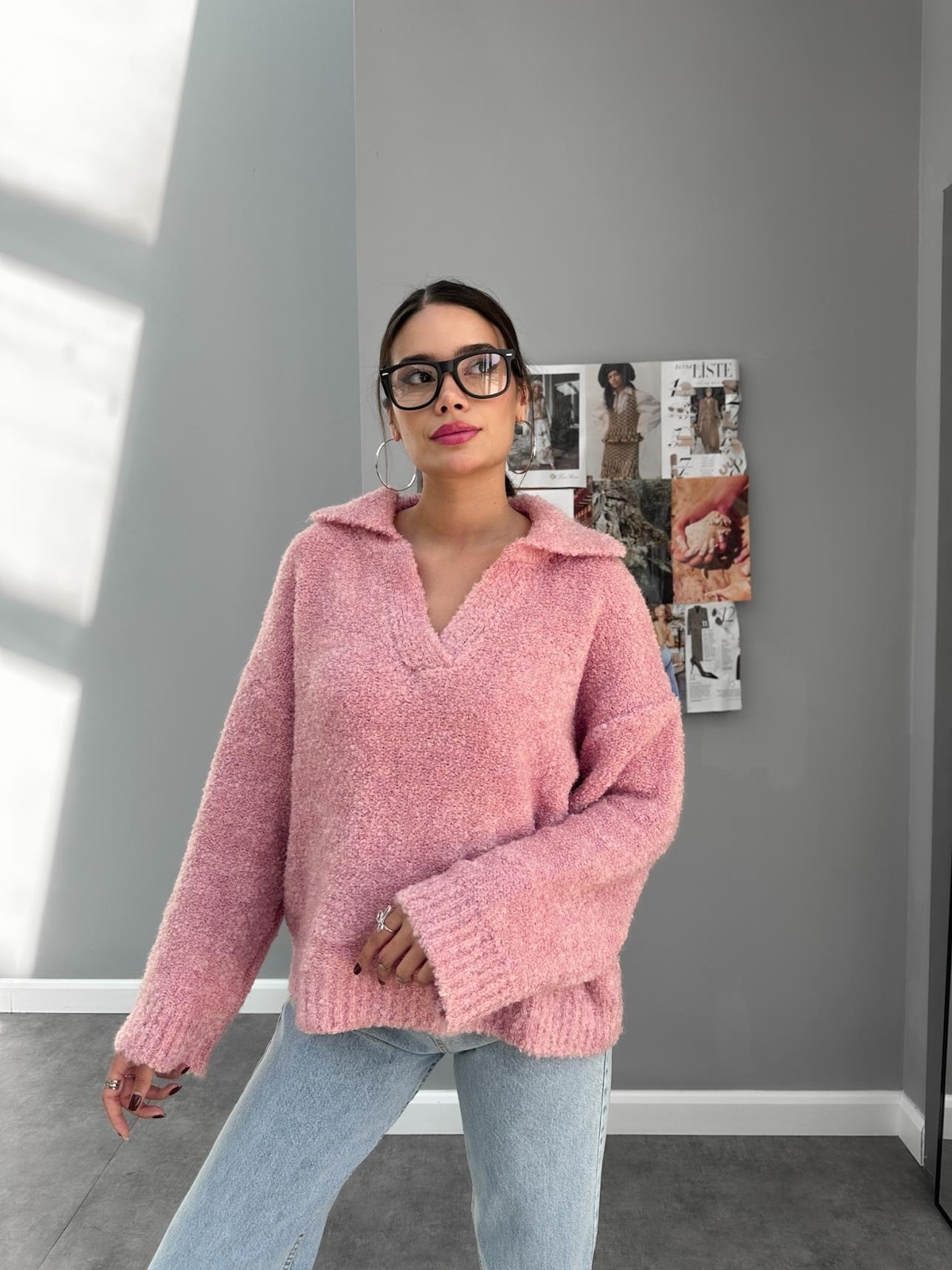 V Neck Loose Collar Sweater