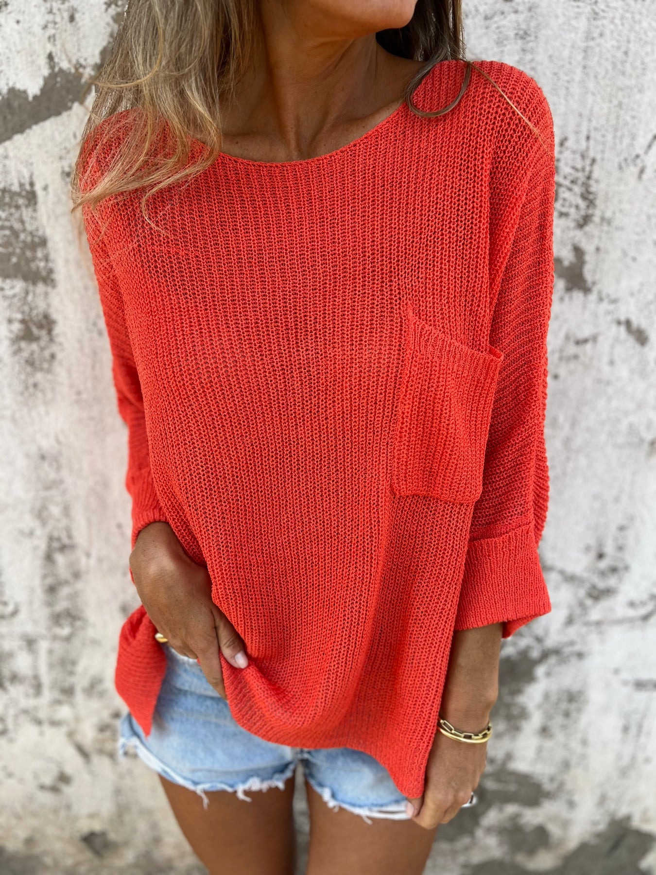 Knitted Loose Pocket Sweater