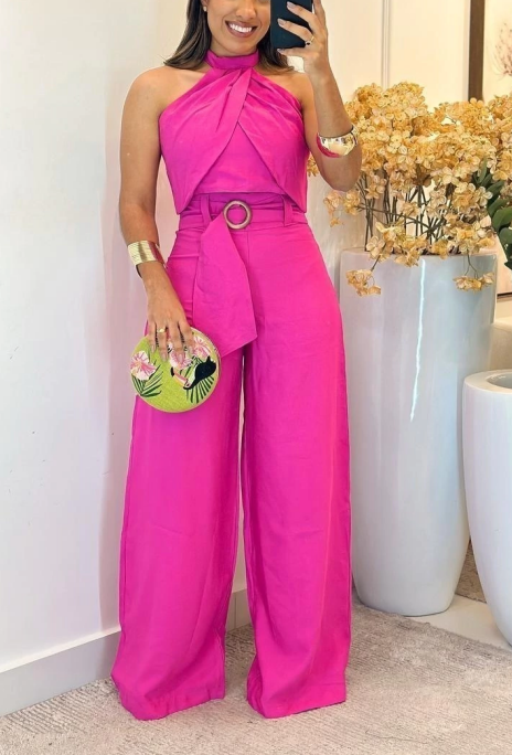 Wide-leg trousers set | 3-piece set (belt included)