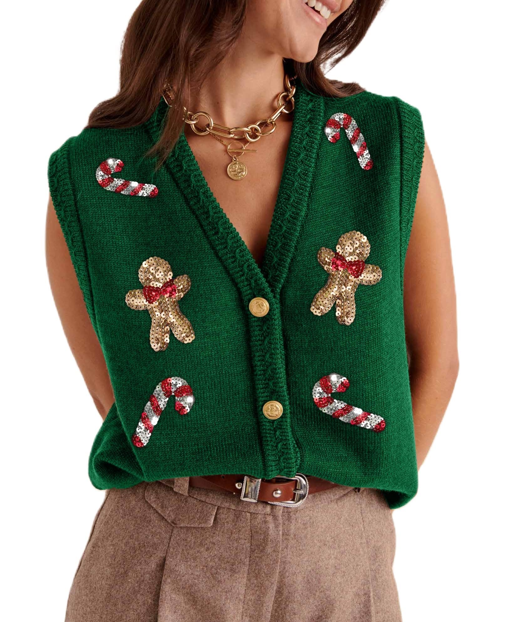 Women's Sequin Holiday Sweater Vest 