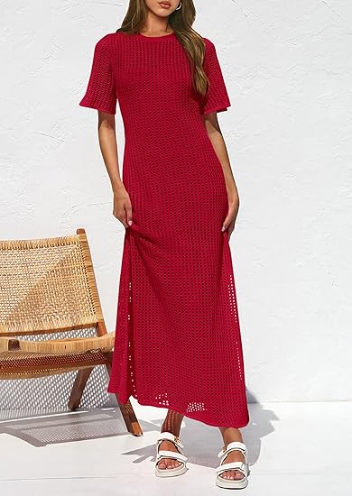 Women's Eyelet Cover Up Maxi Dresses
