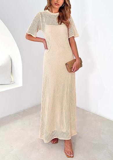 Women's Eyelet Cover Up Maxi Dresses