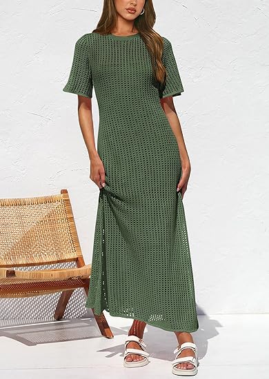 Women's Eyelet Cover Up Maxi Dresses