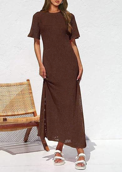 Women's Eyelet Cover Up Maxi Dresses