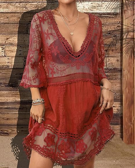Mesh Lace Swimsuit Cover-up
