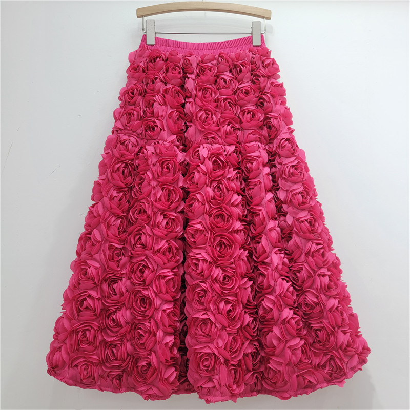 High Waist 3D Floral Skirt