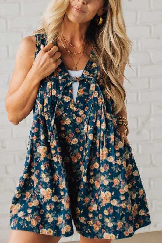 Vintage Rose Pintucked Shortalls