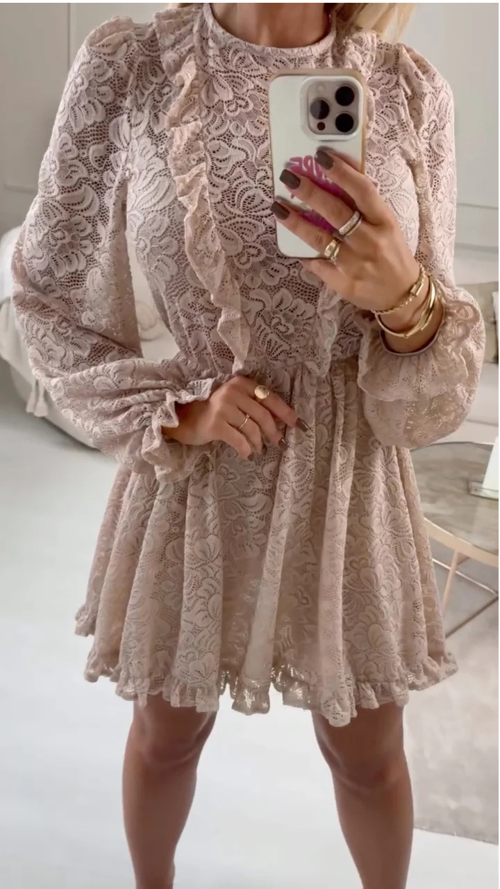 Women Round Neck Patchwork Printed Elegant Casual Dress