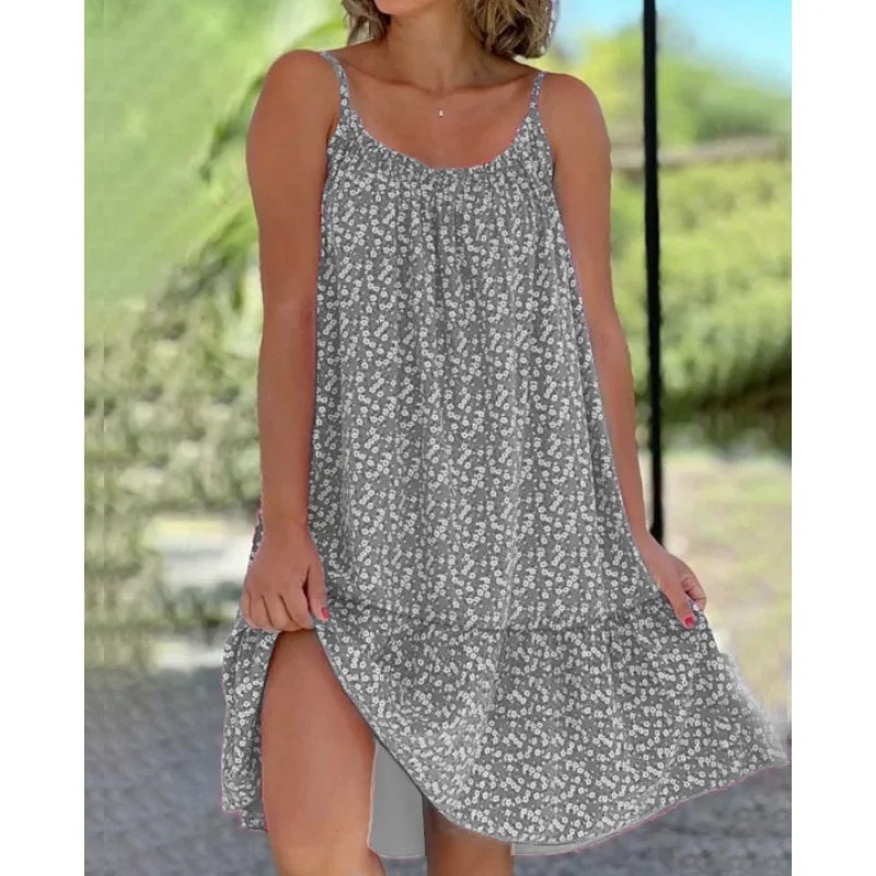 2024 New Large Size Printed Camisole Dress