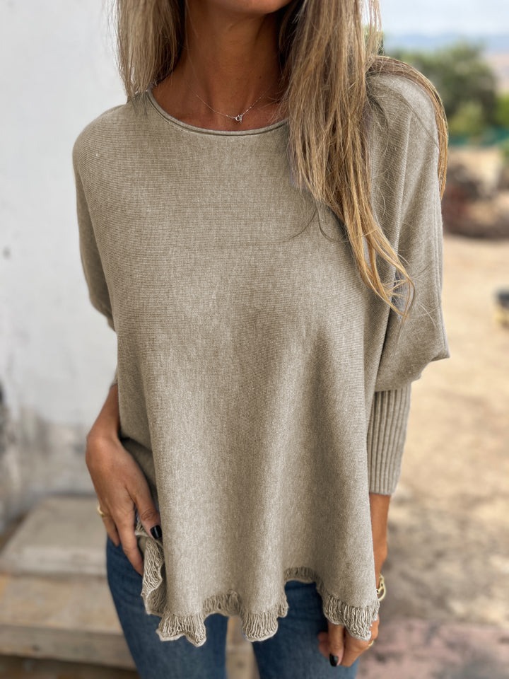Loose Raw Edge Knitted Sweater