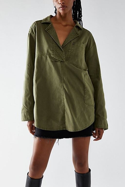 Women's Denim V-Neck Pullover Shirt