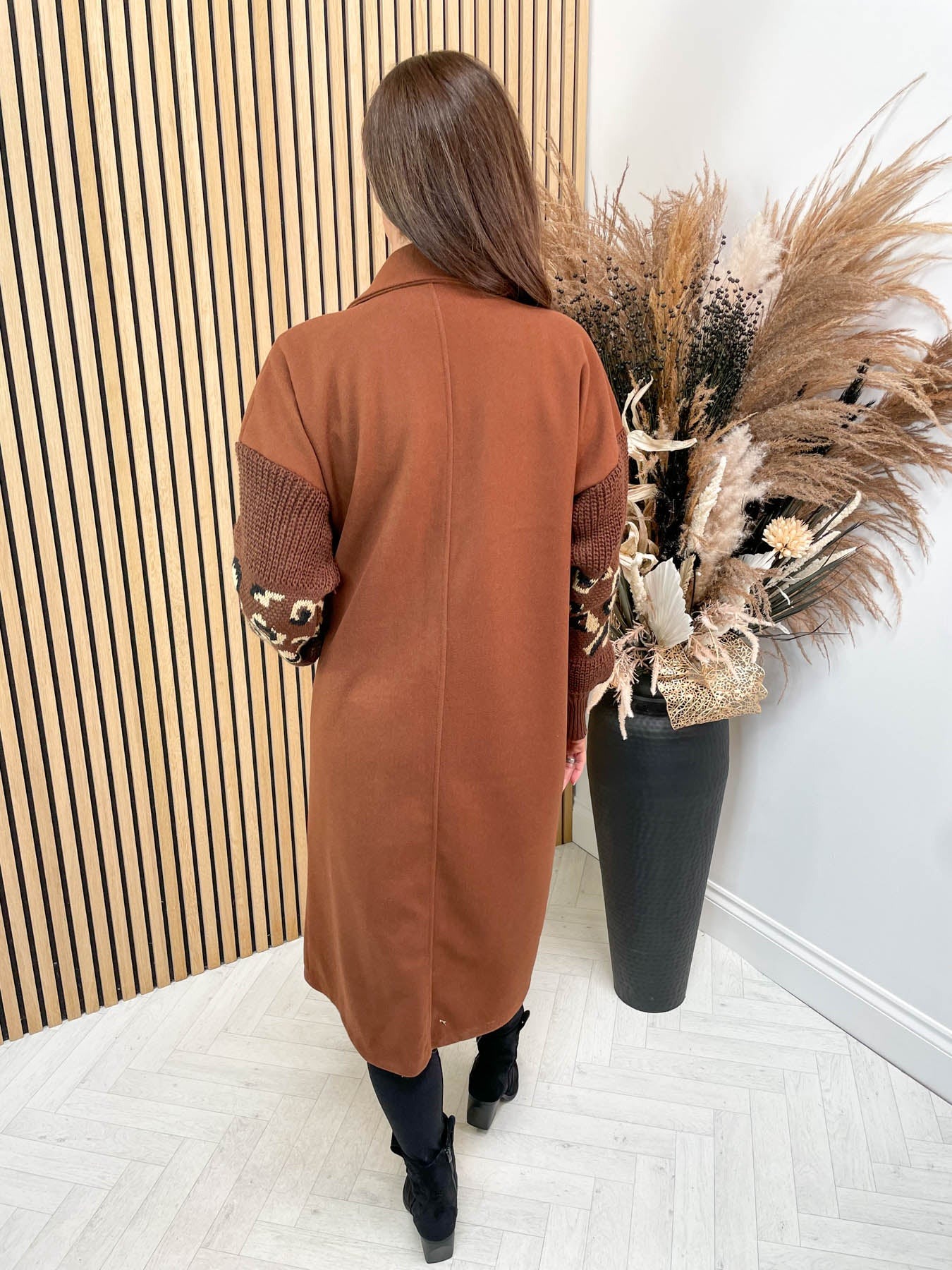 Knitted Patchwork Sleeve Coat