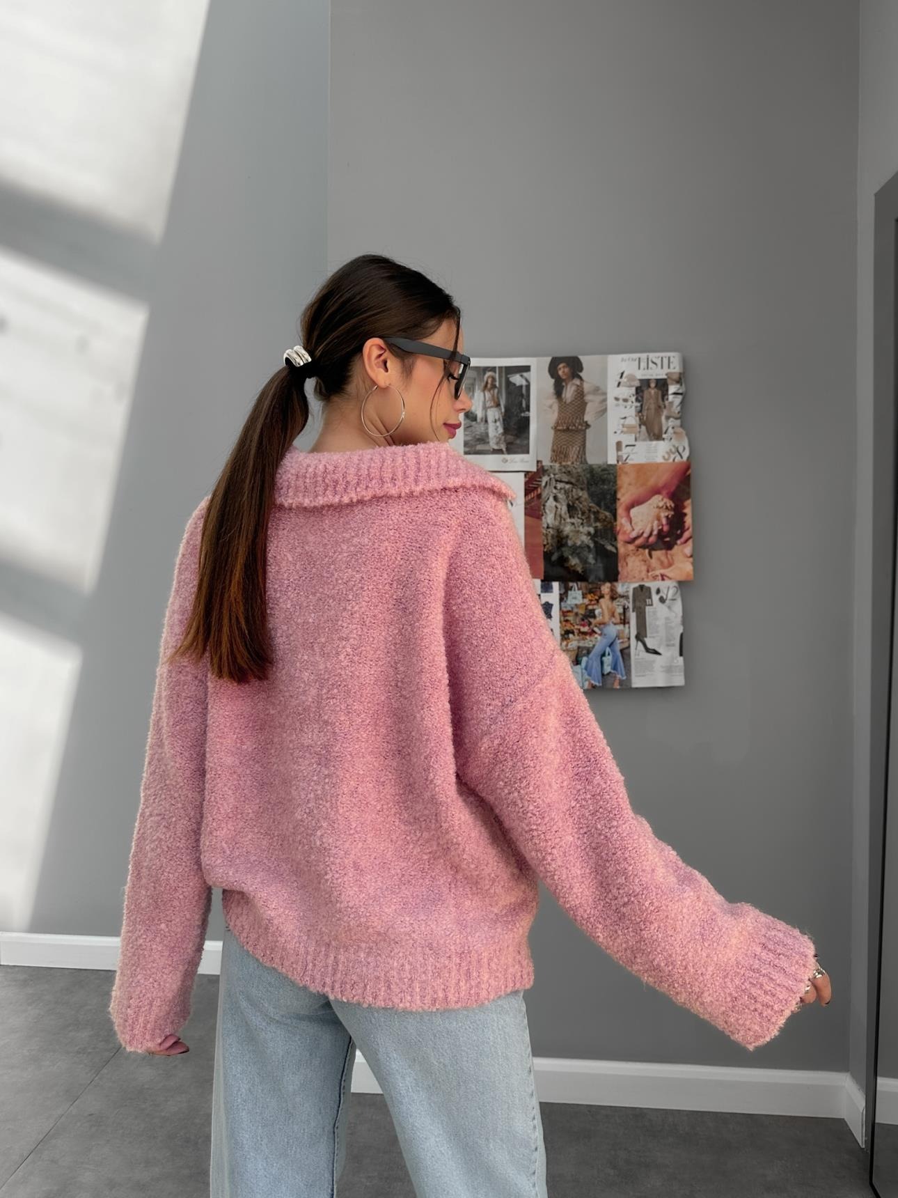 V Neck Loose Collar Sweater