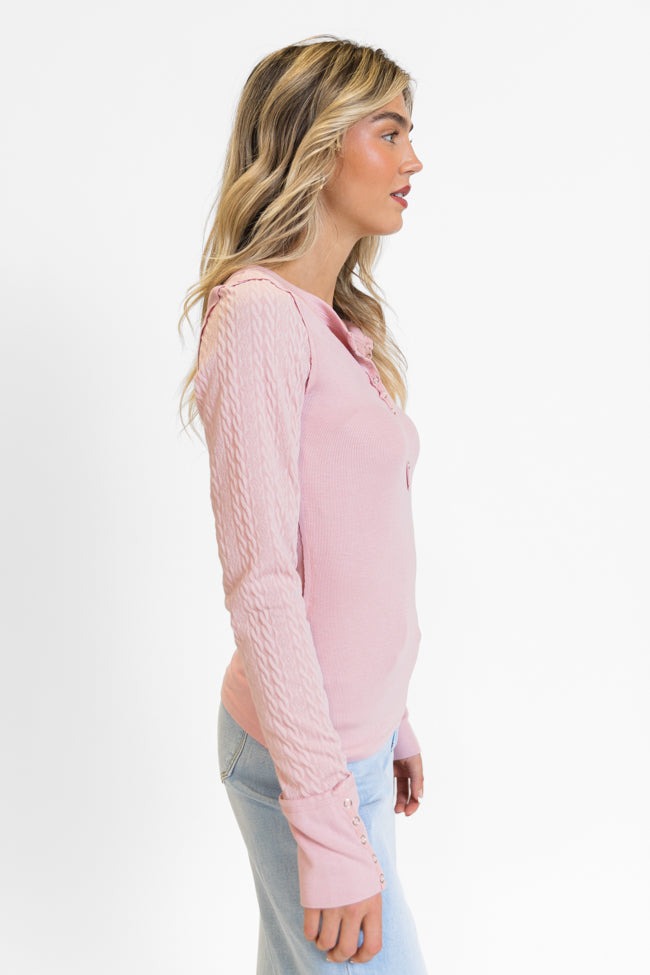 Knit Long Sleeve Button Top