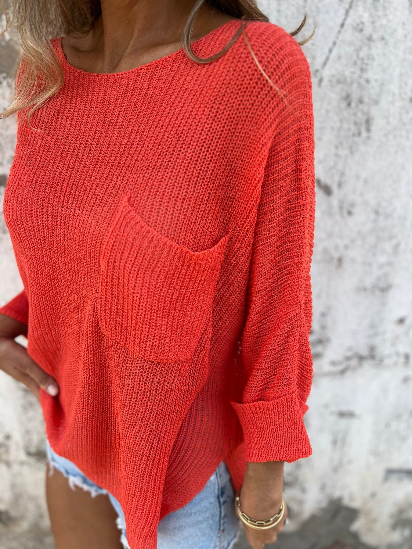 Knitted Loose Pocket Sweater