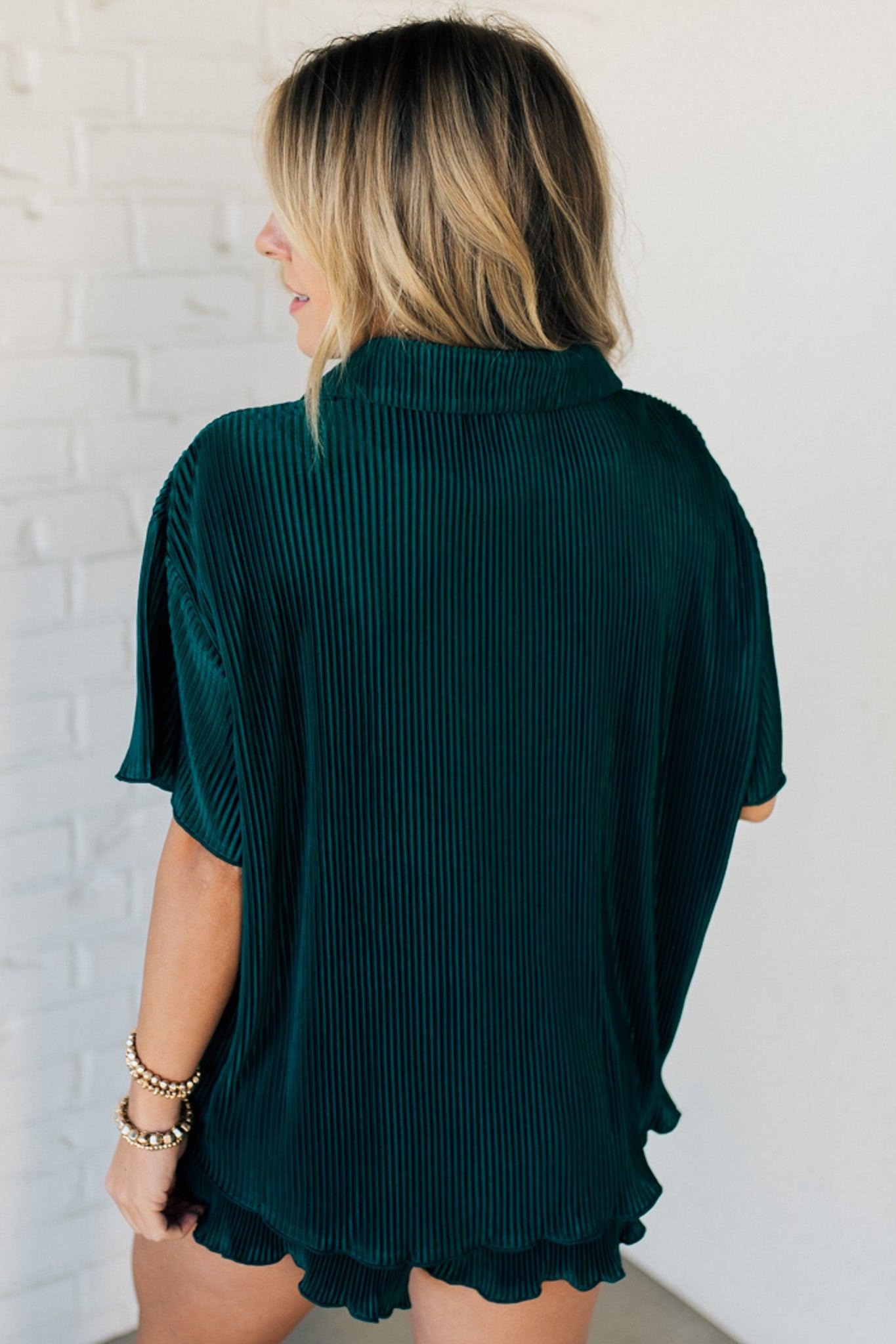 Pleated Shirt And Shorts Set