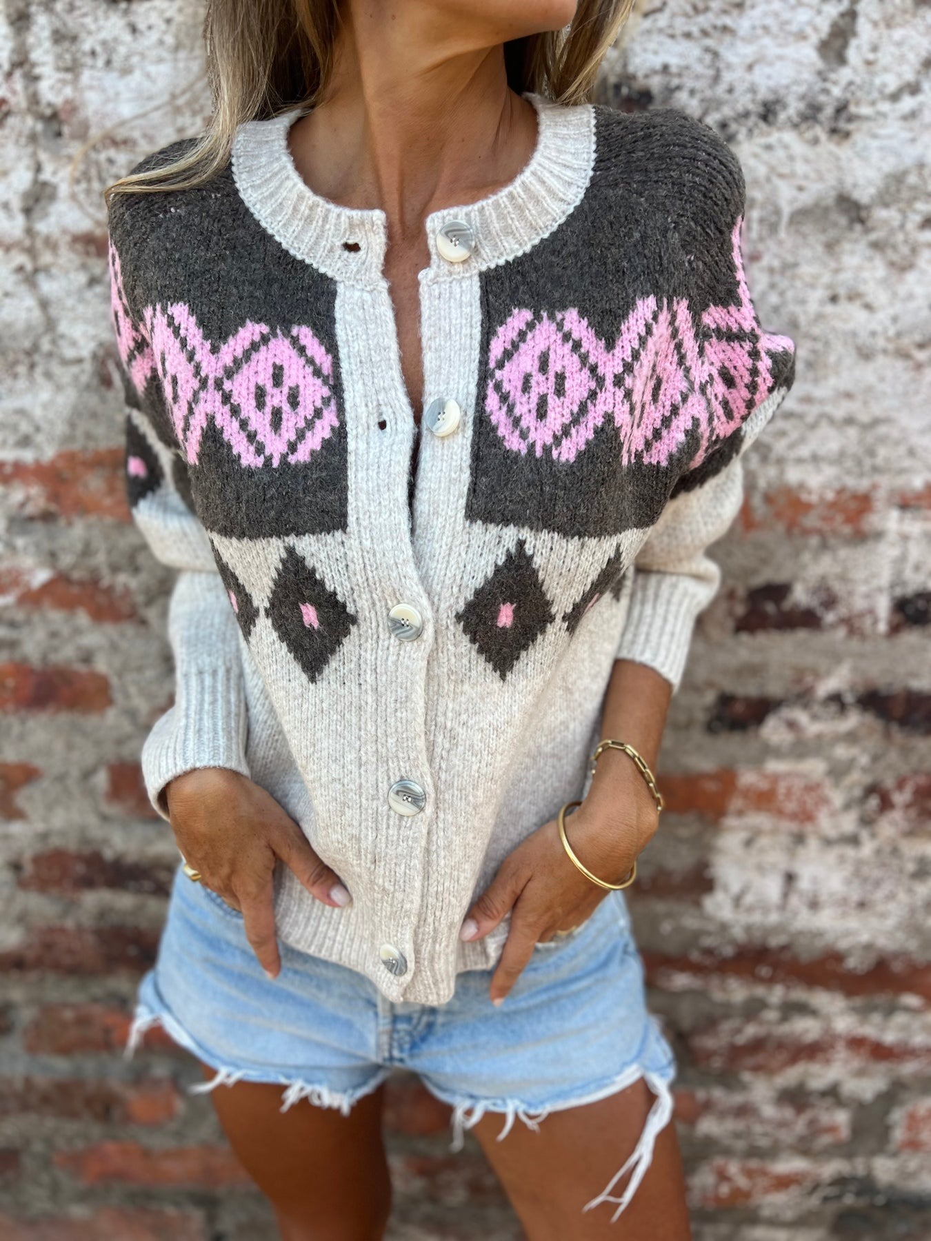 Semi-Elasticated Printed Button Vest