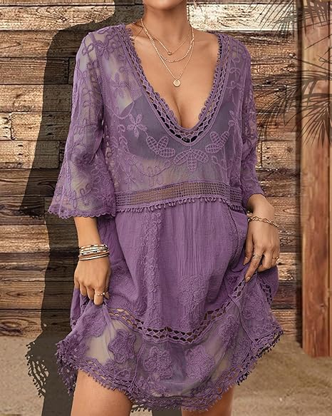Mesh Lace Swimsuit Cover-up