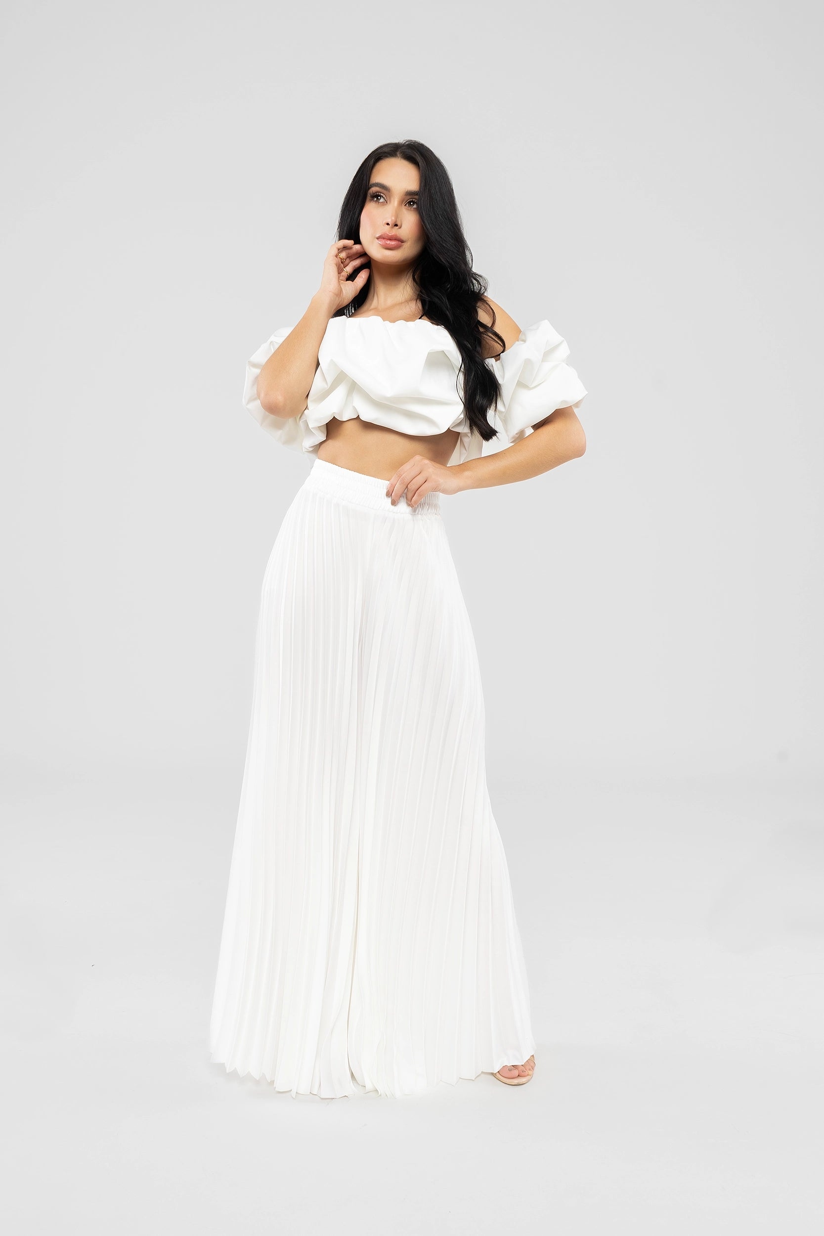 High-Waisted Pleated Wide-Leg Pants