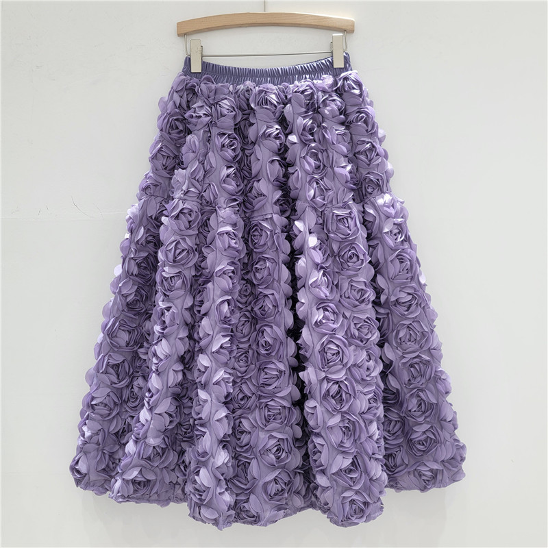 High Waist 3D Floral Skirt