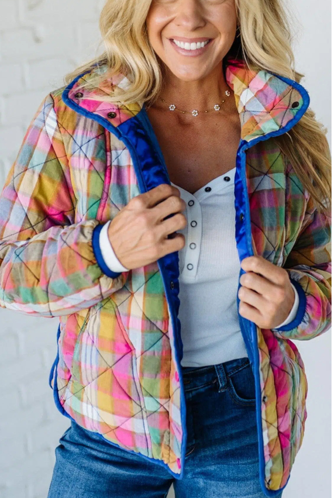 Bright Vintage Plaid Quilted Jacket