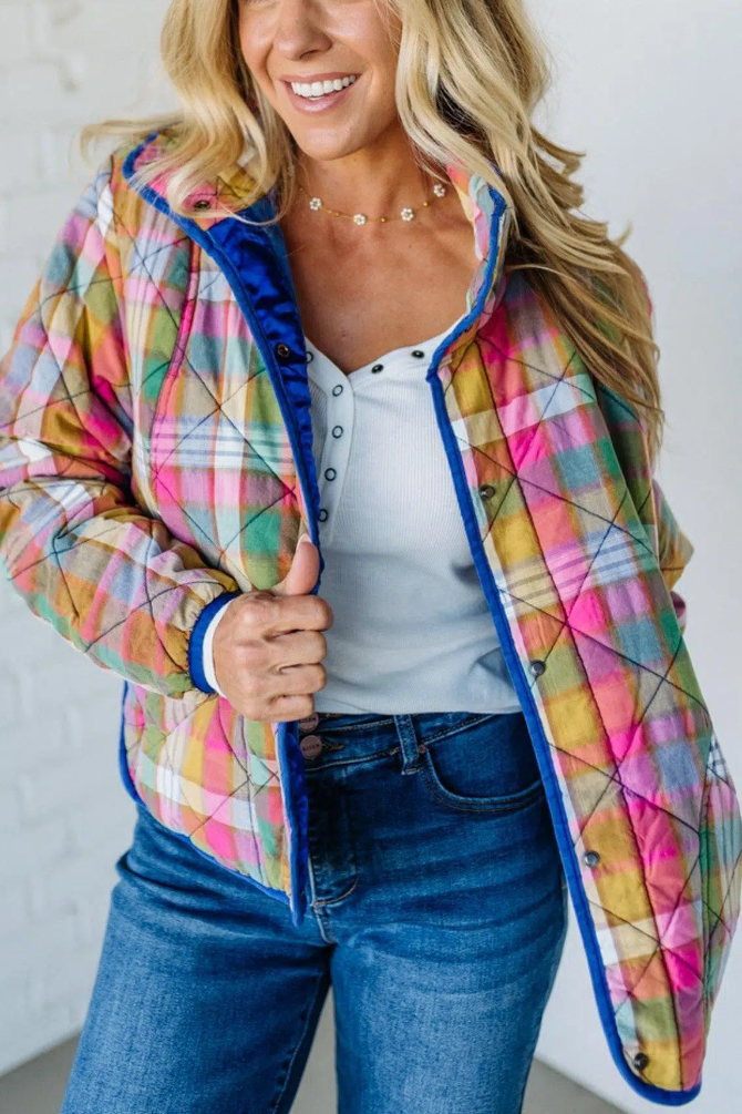 Bright Vintage Plaid Quilted Jacket